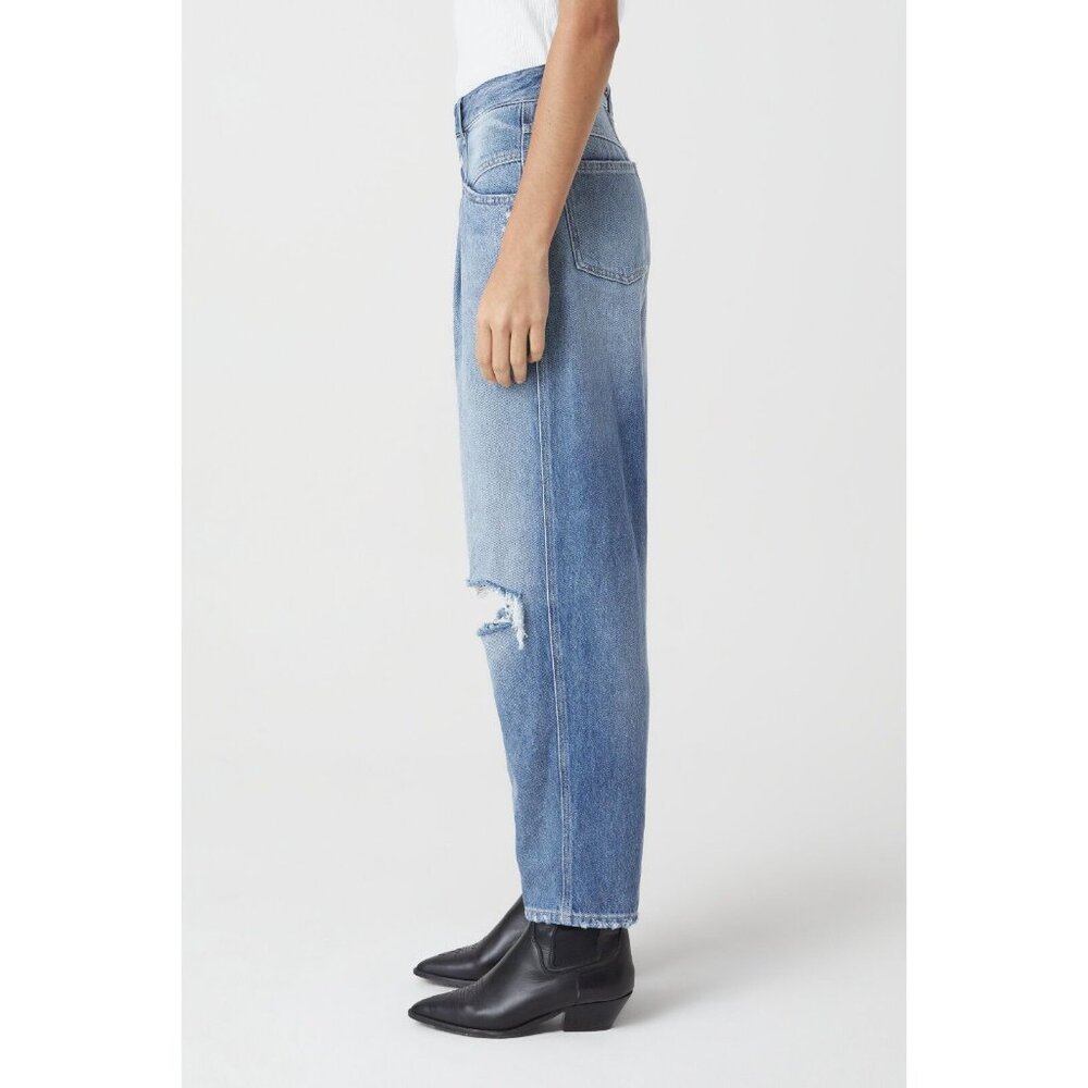 🆕 CLOSED Pearl High Rise Distressed Tapered Denim Jeans Blue 31 - Picture 2 of 16